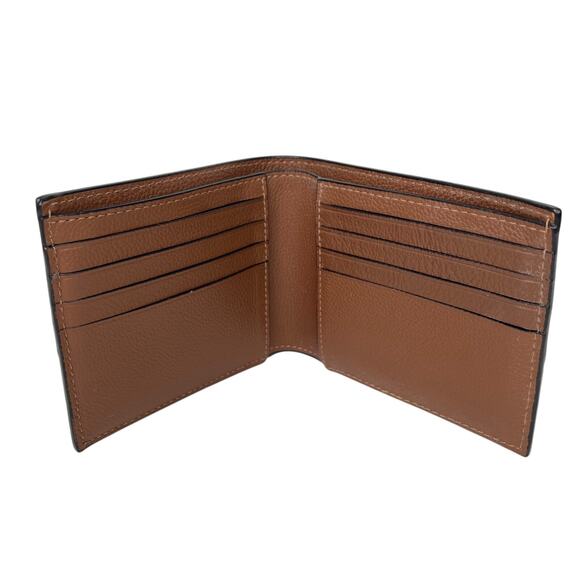 Coach Leather Wallet Men SLIM BILL VAR F26171 Saddle/Midnight Nvy Chalk - Picture 2 of 10